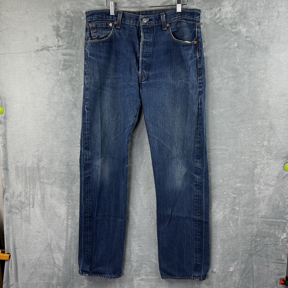 levis 501 button fly jeans mens 36x36 Blue Denim*